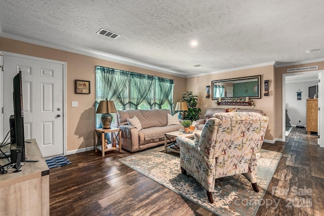 200 Vista Pointe Dr, Stony Point, NC 28678 - living area featuring wood finished floors, ornamental molding, and a textured ceiling