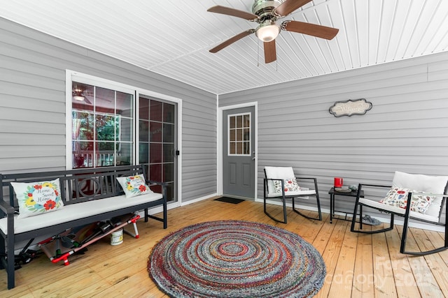 200 Vista Pointe Dr, Stony Point, NC 28678 - wooden terrace featuring ceiling fan
