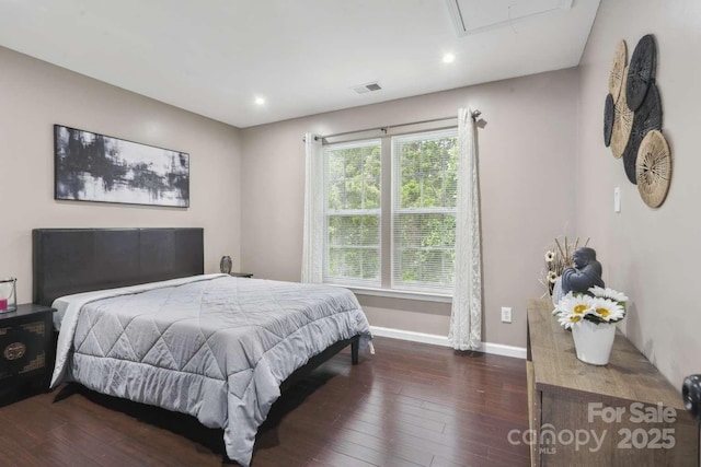 9954 Mitchell Glen Dr, Charlotte, NC 28277 - bedroom with hardwood / wood-style floors, attic access, and recessed lighting