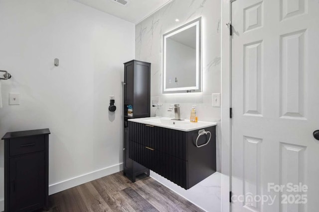 9954 Mitchell Glen Dr, Charlotte, NC 28277 - bathroom with vanity and wood finished floors