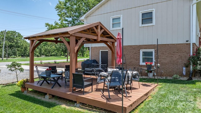 3651 16th St NE, Hickory, NC 28601 - wooden deck featuring a gazebo, a yard, and an outdoor hangout area