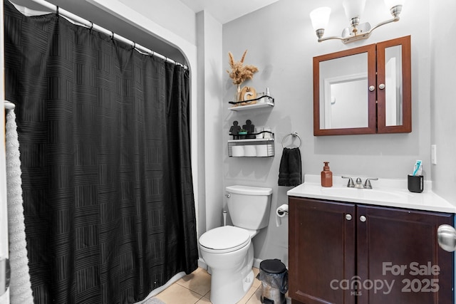 3651 16th St NE, Hickory, NC 28601 - full bath featuring vanity, tile patterned floors, a chandelier, and a shower with curtain