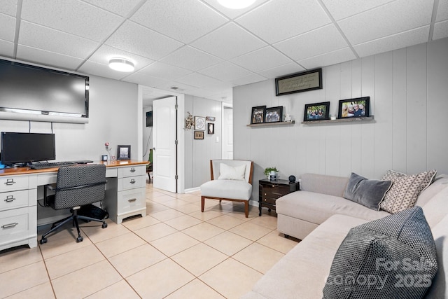 3651 16th St NE, Hickory, NC 28601 - home office with a paneled ceiling and light tile patterned flooring