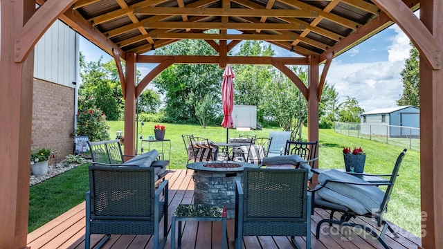 3651 16th St NE, Hickory, NC 28601 - deck featuring an outdoor fire pit, outdoor dining space, and a gazebo
