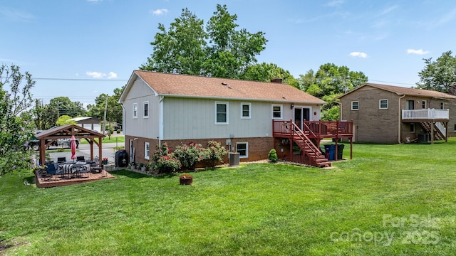 3651 16th St NE, Hickory, NC 28601 - rear view of property with stairs, a gazebo, a deck, and a yard