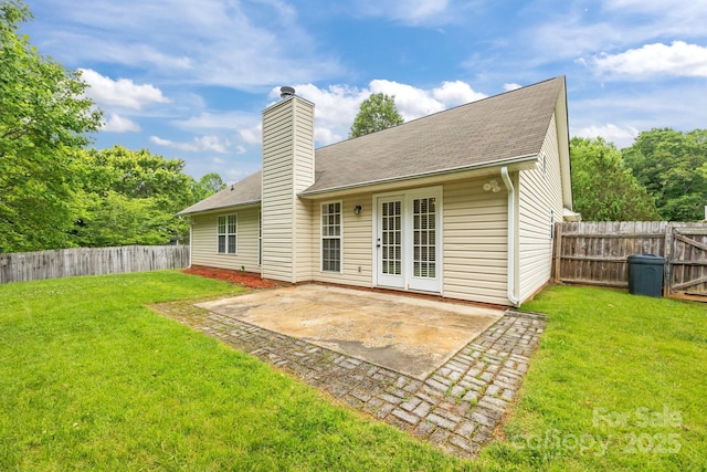 385 Glensprings Dr Unit 269, Fletcher, NC 28732 - rear view of property with a patio area, a chimney, a fenced backyard, and roof with shingles