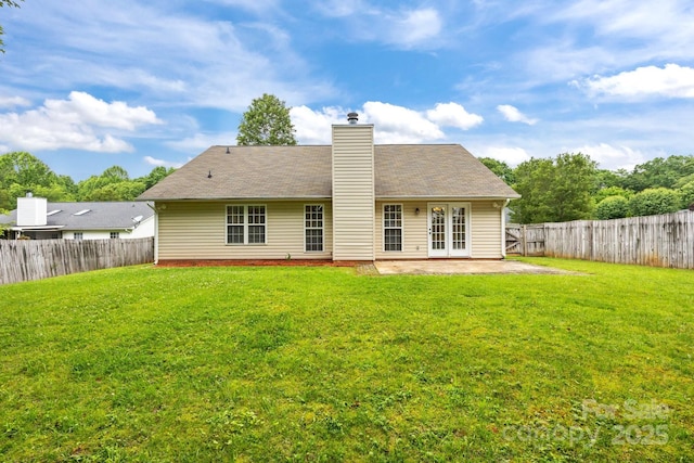 385 Glensprings Dr Unit 269, Fletcher, NC 28732 - back of property with a patio area, a fenced backyard, a chimney, and french doors