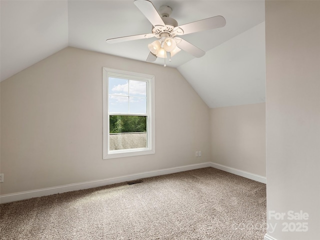 78 W Chapel Rd, Asheville, NC 28803 - additional living space with vaulted ceiling, carpet floors, and a ceiling fan
