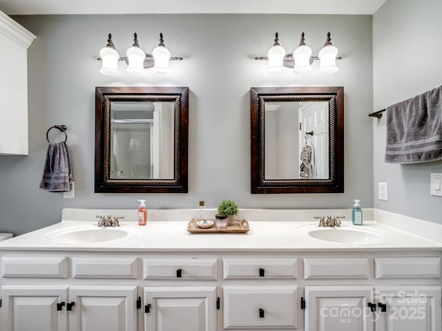 165 Cottontail Ln SE, Concord, NC 28025 - bathroom featuring double vanity and a shower