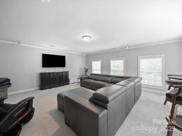 1808 Mill Chase Ln, Waxhaw, NC 28173 - carpeted living area featuring ornamental molding
