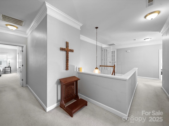 1808 Mill Chase Ln, Waxhaw, NC 28173 - corridor with carpet floors, an upstairs landing, and ornamental molding