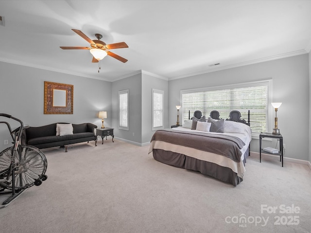 1808 Mill Chase Ln, Waxhaw, NC 28173 - carpeted bedroom with crown molding and a ceiling fan