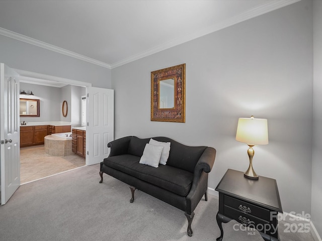1808 Mill Chase Ln, Waxhaw, NC 28173 - living area featuring crown molding and light colored carpet