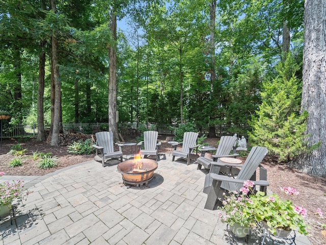 1808 Mill Chase Ln, Waxhaw, NC 28173 - view of patio featuring a fire pit