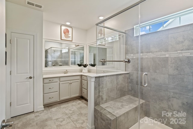 17733 Burnt Hickory Dr, Charlotte, NC 28278 - full bath featuring a stall shower and vanity