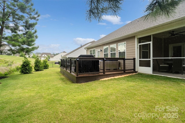 17733 Burnt Hickory Dr, Charlotte, NC 28278 - view of green lawn with a sunroom and a deck
