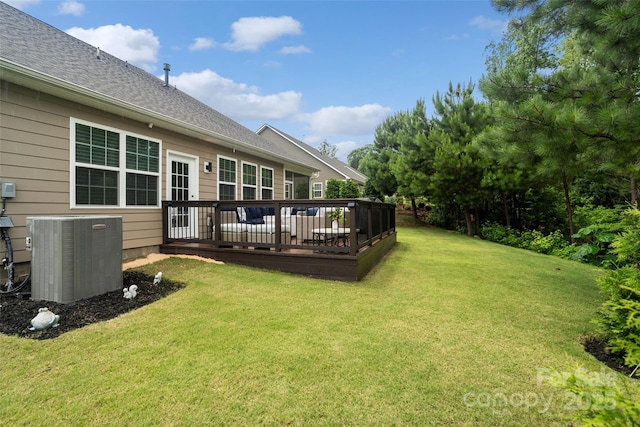 17733 Burnt Hickory Dr, Charlotte, NC 28278 - view of grassy yard with a wooden deck