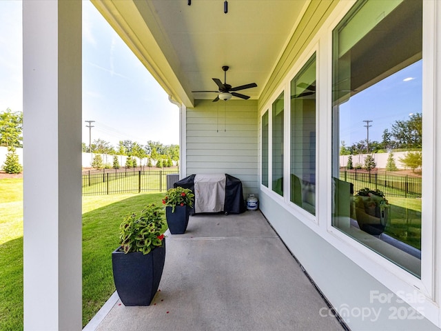 1120 Idyllic Ln, Waxhaw, NC 28173 - view of patio / terrace with ceiling fan and a grill