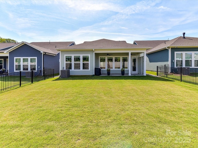 1120 Idyllic Ln, Waxhaw, NC 28173 - rear view of house featuring ceiling fan and a fenced backyard