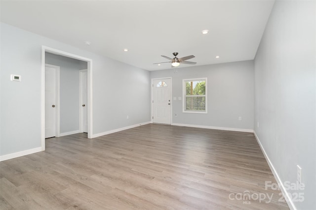 213 Pinewood Dr, Grover, NC 28073 - unfurnished room with a ceiling fan, recessed lighting, and wood finished floors