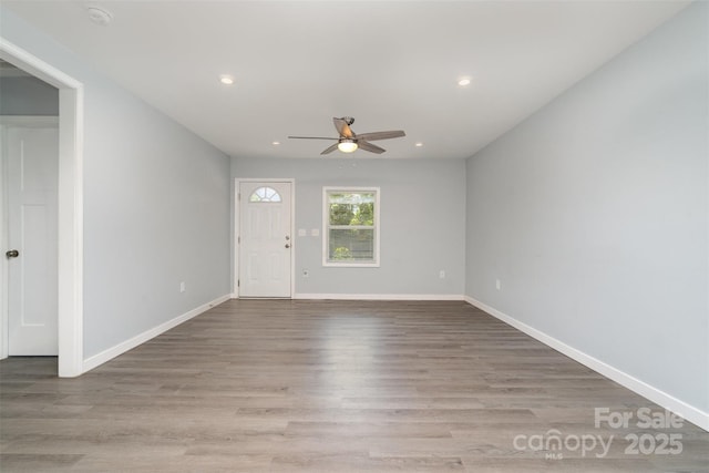 213 Pinewood Dr, Grover, NC 28073 - entryway with a ceiling fan, recessed lighting, and wood finished floors