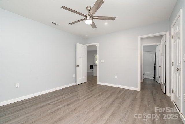 213 Pinewood Dr, Grover, NC 28073 - unfurnished bedroom featuring light wood-style flooring, recessed lighting, and ceiling fan