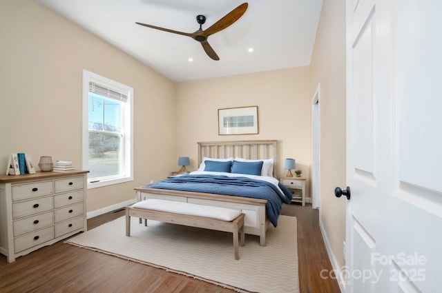 2158 Watson Rd, Lenoir, NC 28645 - bedroom featuring dark wood-style flooring, recessed lighting, and ceiling fan