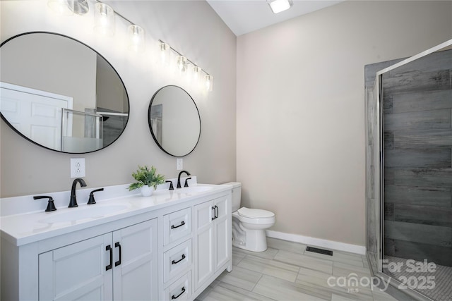 2158 Watson Rd, Lenoir, NC 28645 - bathroom with double vanity and a shower stall