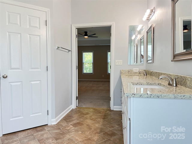 2609 Lamp Post Ln, Kannapolis, NC 28081 - bathroom with double vanity and ceiling fan