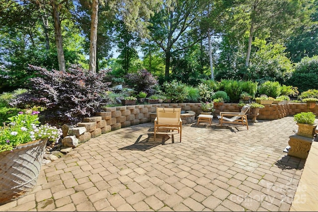 4825 Deanscroft Dr, Charlotte, NC 28226 - view of patio featuring view of scattered trees