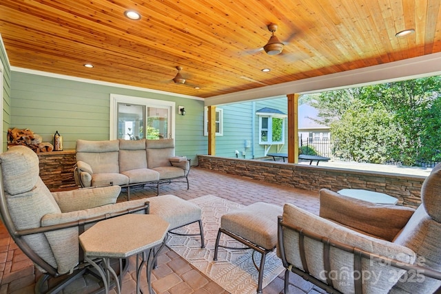 4825 Deanscroft Dr, Charlotte, NC 28226 - view of patio with ceiling fan and outdoor lounge area