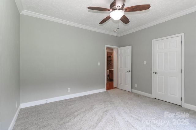 5890 Alley Rd, Catawba, NC 28609 - unfurnished bedroom featuring carpet, a textured ceiling, crown molding, and ceiling fan