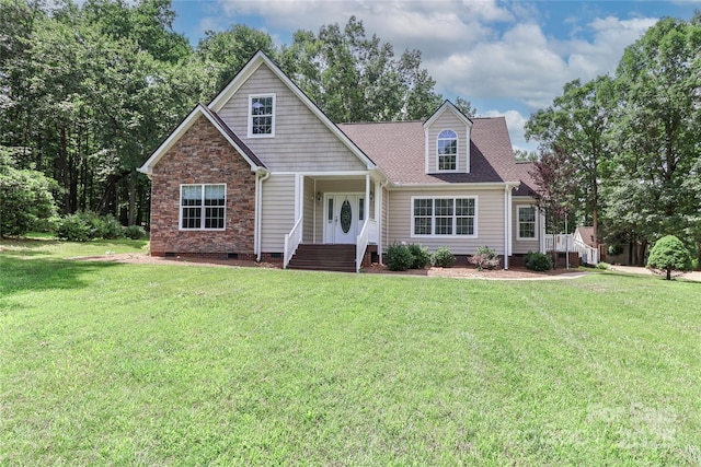 5890 Alley Rd, Catawba, NC 28609 - view of front of property with crawl space, a front lawn, and a shingled roof
