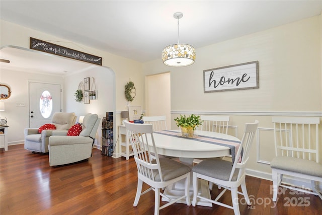 1219 Flowe Dr, Matthews, NC 28104 - dining space with wood finished floors and arched walkways