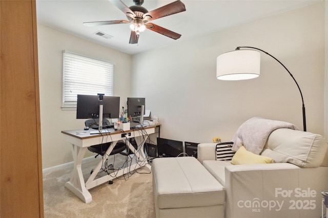 1219 Flowe Dr, Matthews, NC 28104 - home office with light colored carpet and a ceiling fan