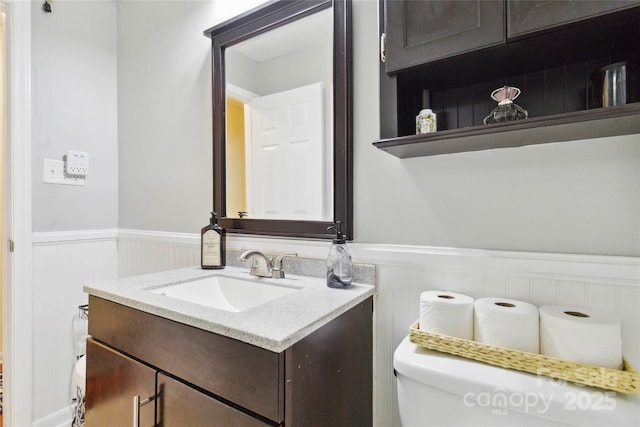 1219 Flowe Dr, Matthews, NC 28104 - half bathroom with a wainscoted wall and vanity