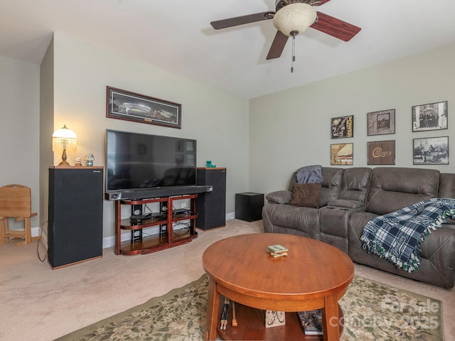 1109 Saratoga Blvd, Indian Trail, NC 28079 - carpeted living room featuring a ceiling fan and baseboards