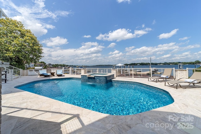 3394 Governors Island Dr, Denver, NC 28037 - view of swimming pool with an outdoor kitchen, a patio area, and a pool with connected hot tub