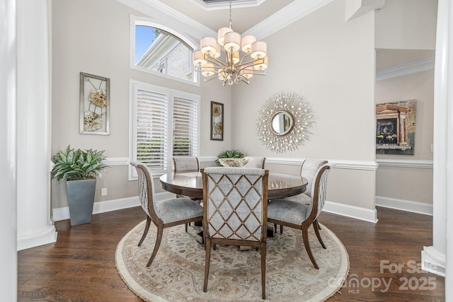 3394 Governors Island Dr, Denver, NC 28037 - dining space featuring a chandelier, crown molding, and wood finished floors