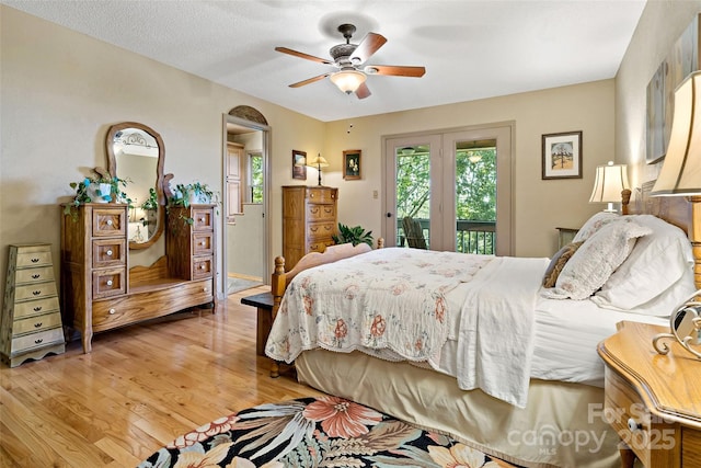 62 Skyline Dr Unit 509-510, Old Fort, NC 28762 - bedroom featuring access to outside, light wood finished floors, and a ceiling fan