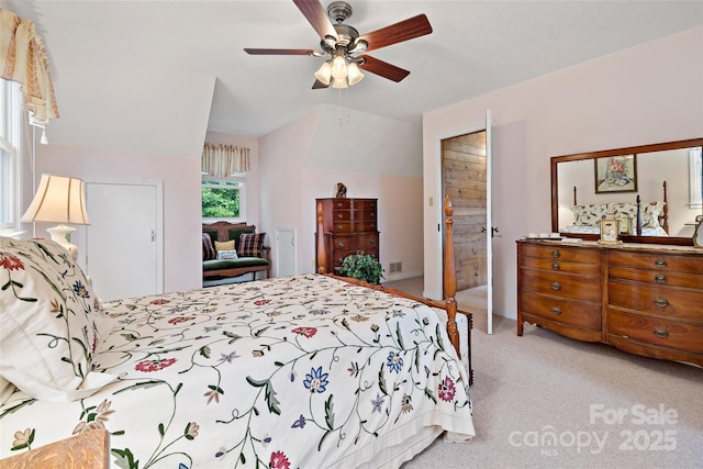 62 Skyline Dr Unit 509-510, Old Fort, NC 28762 - bedroom with carpet flooring, lofted ceiling, and a ceiling fan