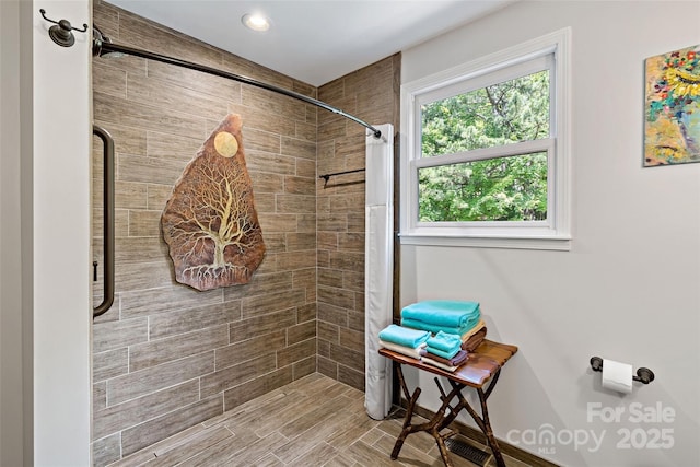 62 Skyline Dr Unit 509-510, Old Fort, NC 28762 - bathroom with a tile shower and recessed lighting