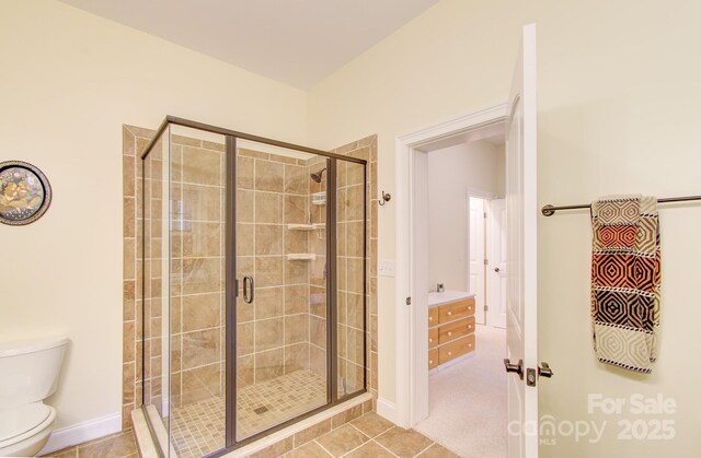 35 Village Pointe Ln, Asheville, NC 28803 - full bath with a shower stall, tile patterned flooring, and vanity