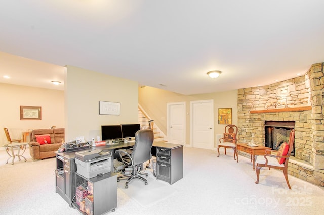 35 Village Pointe Ln, Asheville, NC 28803 - office space featuring light carpet and a fireplace
