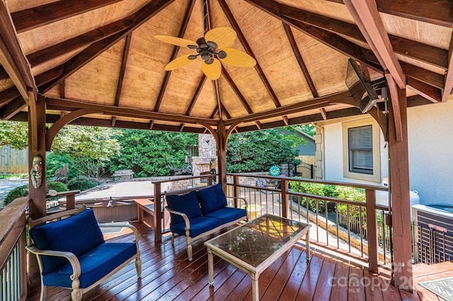 3889 Mattingly Dr, Hickory, NC 28602 - deck with a gazebo, ceiling fan, and outdoor lounge area