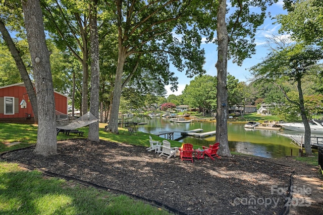 21212 Rio Oro Dr, Cornelius, NC 28031 - view of yard with a water view and a dock