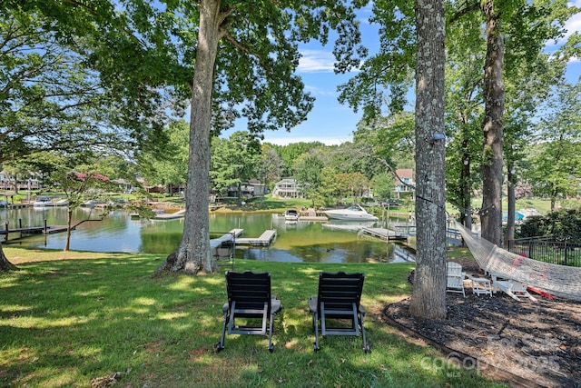 21212 Rio Oro Dr, Cornelius, NC 28031 - view of yard with a water view and a dock