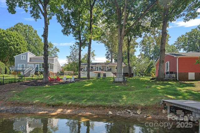 21212 Rio Oro Dr, Cornelius, NC 28031 - view of green lawn with a water view and stairway