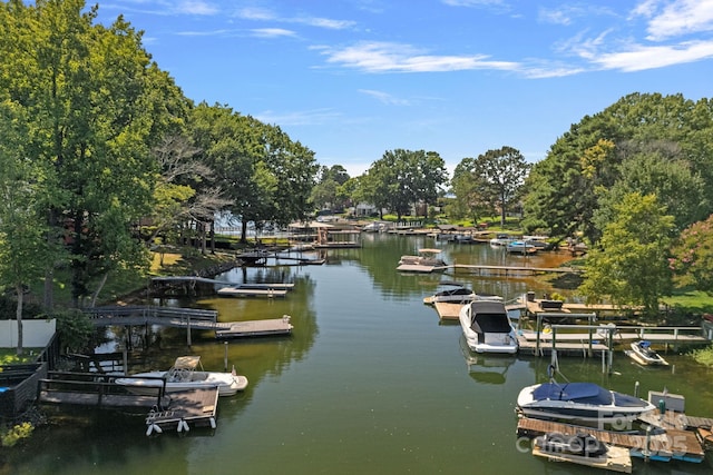 21212 Rio Oro Dr, Cornelius, NC 28031 - dock area featuring a water view and view of scattered trees