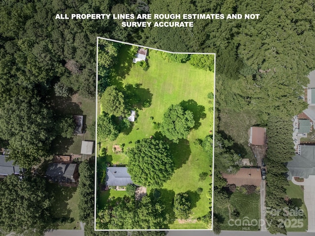 2008 Kimway Dr, Matthews, NC 28105 - aerial view of property's location featuring property boundaries highlighted